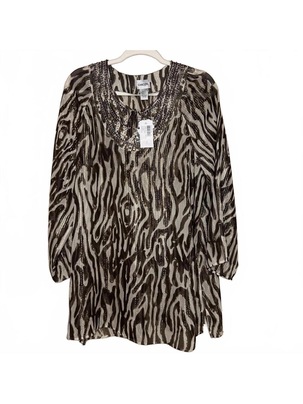 NWT Tribal Attic Silk Chico's Tunic Size 3/16